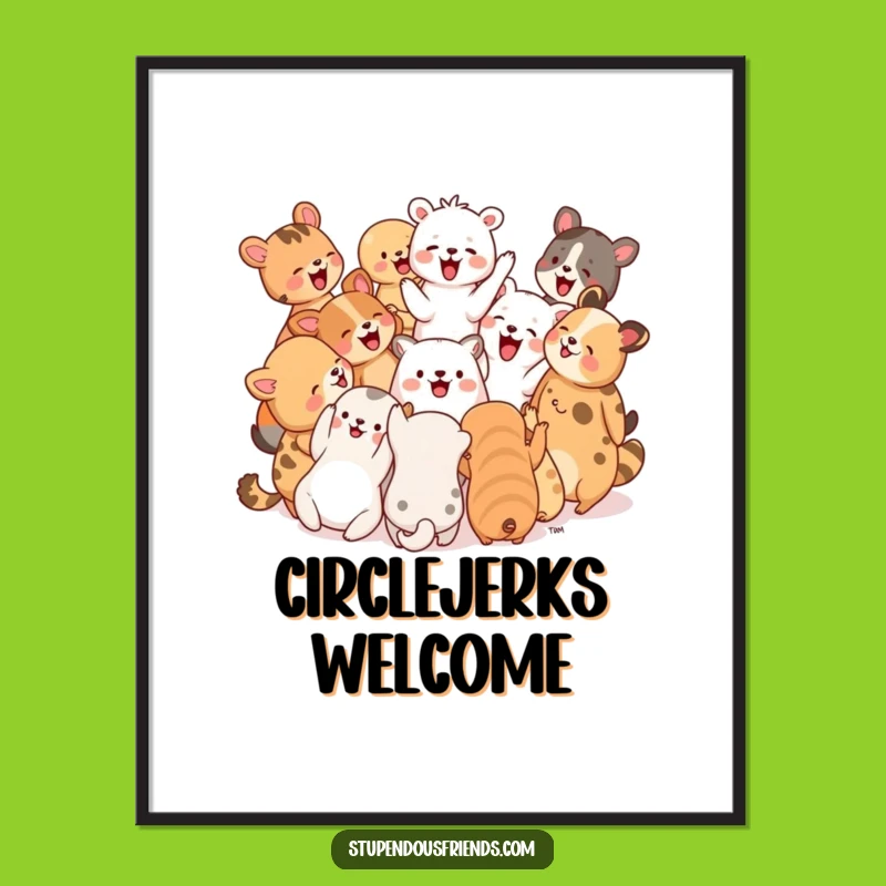 Funny Wall Art: Animals Cheering Together, A Jubilant Piece for Your Space