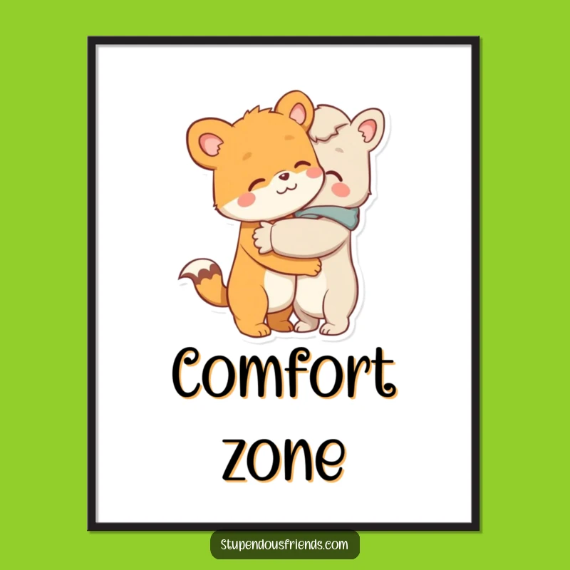 Funny Hugging Animals Poster - Heartwarming Art, Perfect Gift for Cozy Spaces