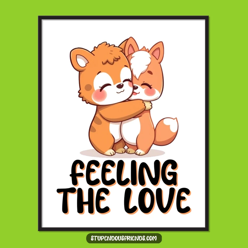 Funny Hug Art Poster: Comforting Friends - Perfect Funny Gift