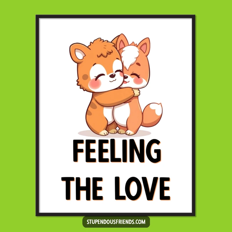 Funny Hug Art Poster: Comforting Friends - Perfect Funny Gift