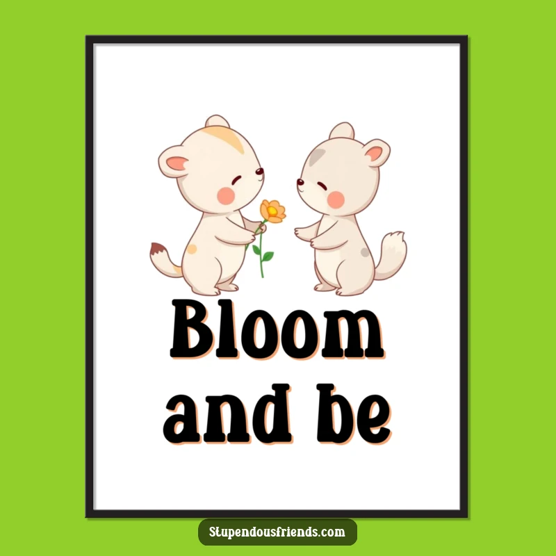 Funny Animal Flower Offering Poster - Gentle Kindness Wall Art