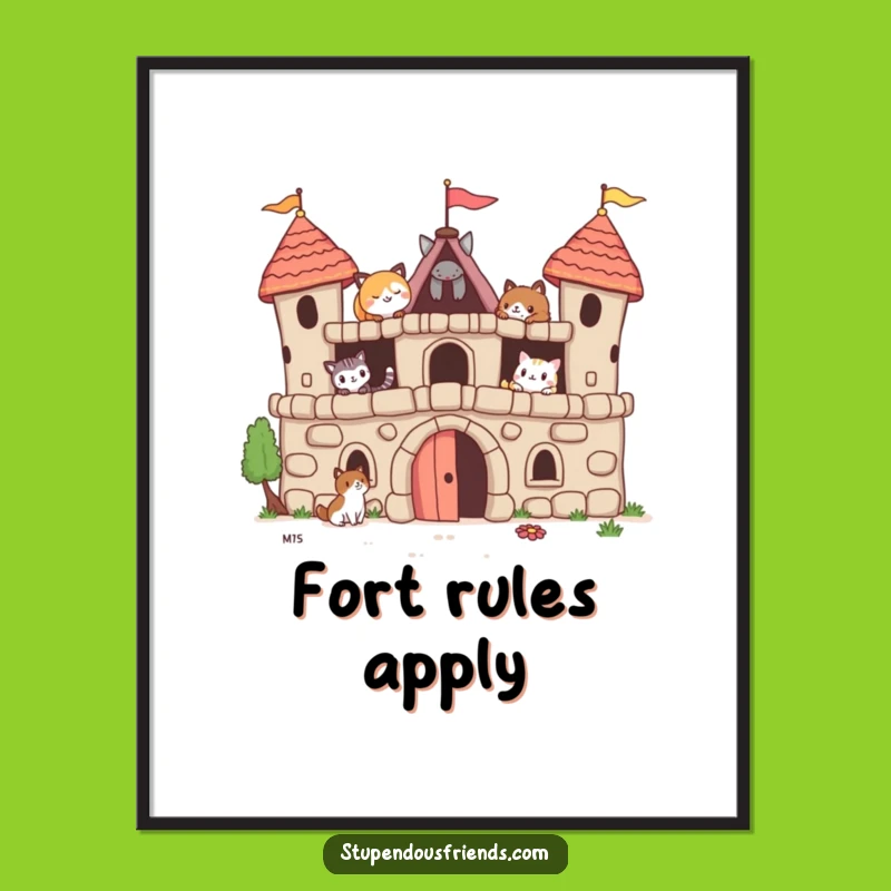 Funny Animal Fort Poster: Hilarious Wall Art Celebrating Friendship & Fun