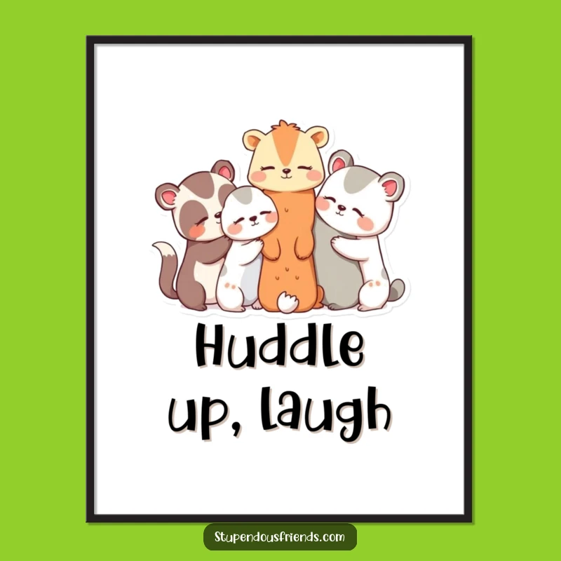 Funny Animal Secret Club Poster - Giggling Friends Wall Art Gift
