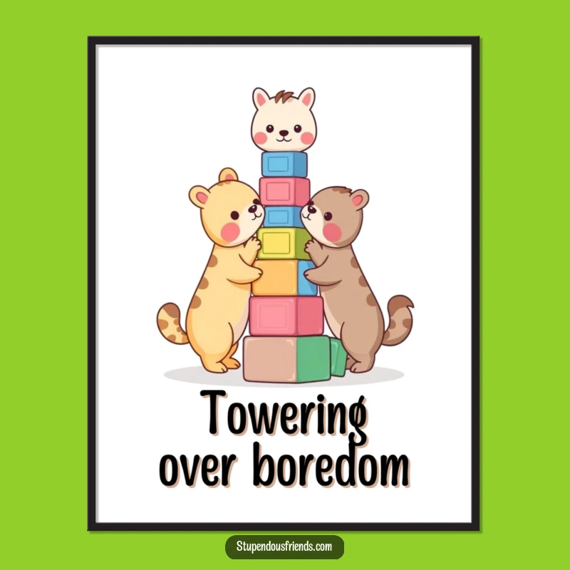 Funny Animals Building Blocks Poster - Decorate with Laughter and Playful Charm
