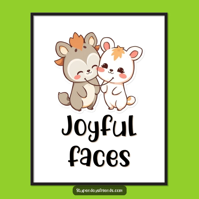 Funny Happy Animals Poster: Sharing Smile Art, Joyful & Cute Funny Gift Decor