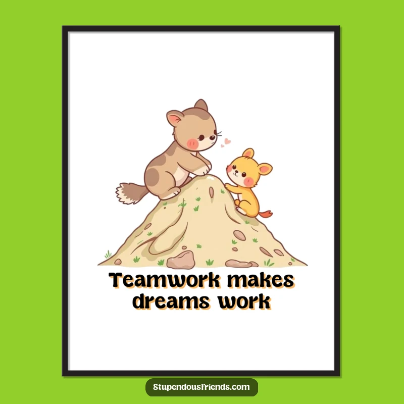 Funny Helping Animal Hill Poster - Art That Lends a Hand