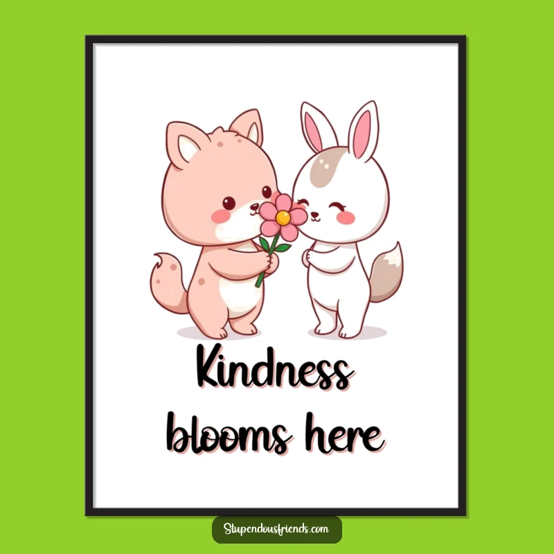 Funny Kawaii Flower Gift Poster: Adorable Bloom Art, Heartwarming and Hilarious Wall Decor Gift