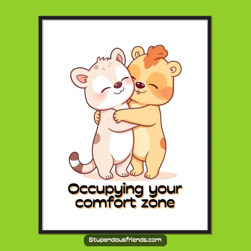 Funny Oversized Hug Animal Poster - Hilarious Cartoon Art for Your Walls