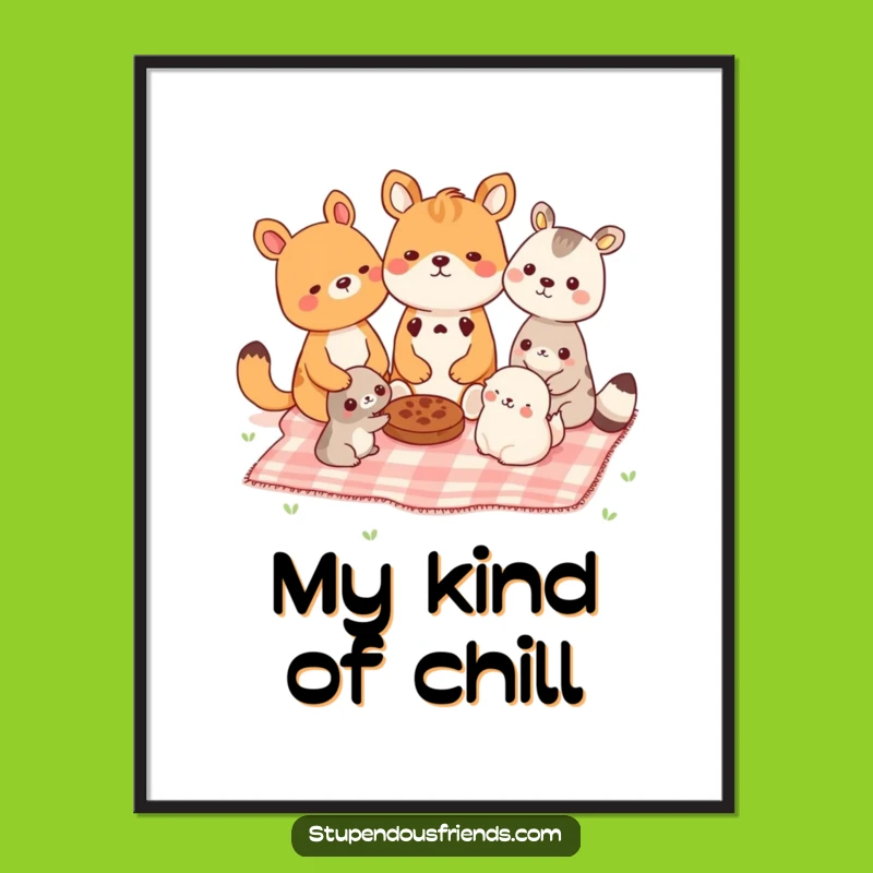 Funny Picnic Pals Poster - Whimsical Art, Perfect Gift for Happy Homes