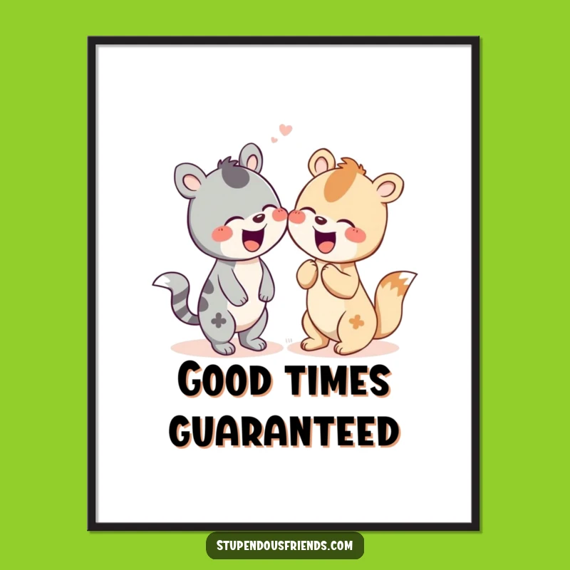 Funny Animal Giggle Poster: Laughter Art, Joyful Funny Gift Decor