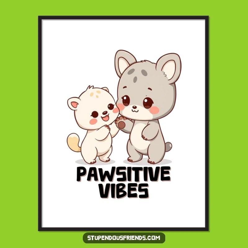 Heartwarming Funny Friendly Paw Animal Poster - Art of Kindness