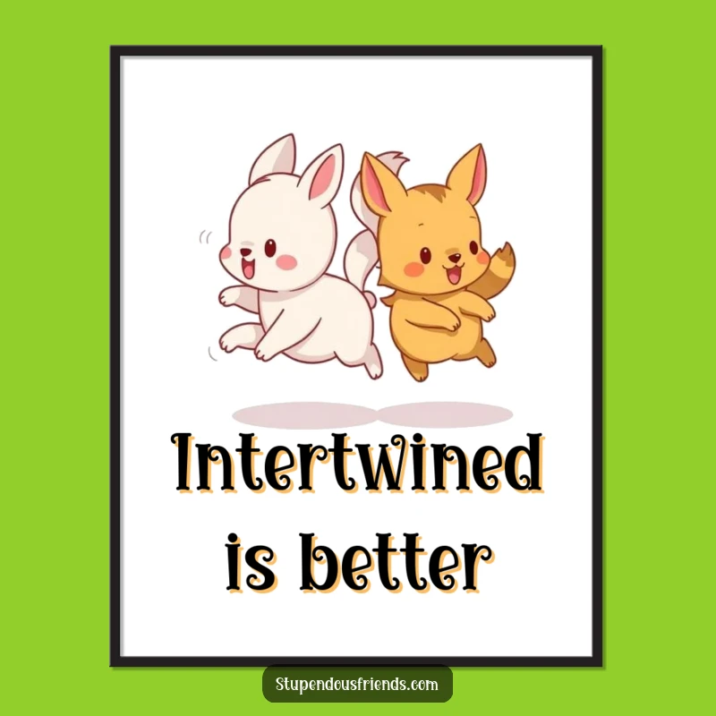 Funny Animal Tails Intertwined Poster: Hilarious Wall Art for Joyful Spaces