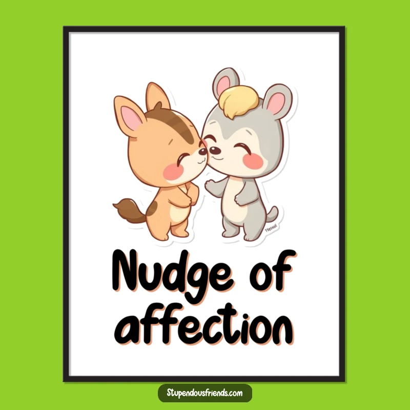 Funny Animal Nose Nudge Poster - Cute Wall Art Decor Gift