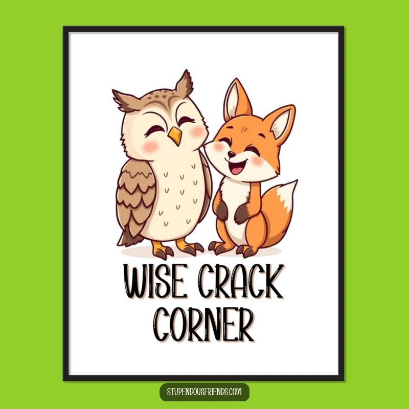 Funny Owl and Fox Laughing Poster: Wall Art That Will Make You Hoot