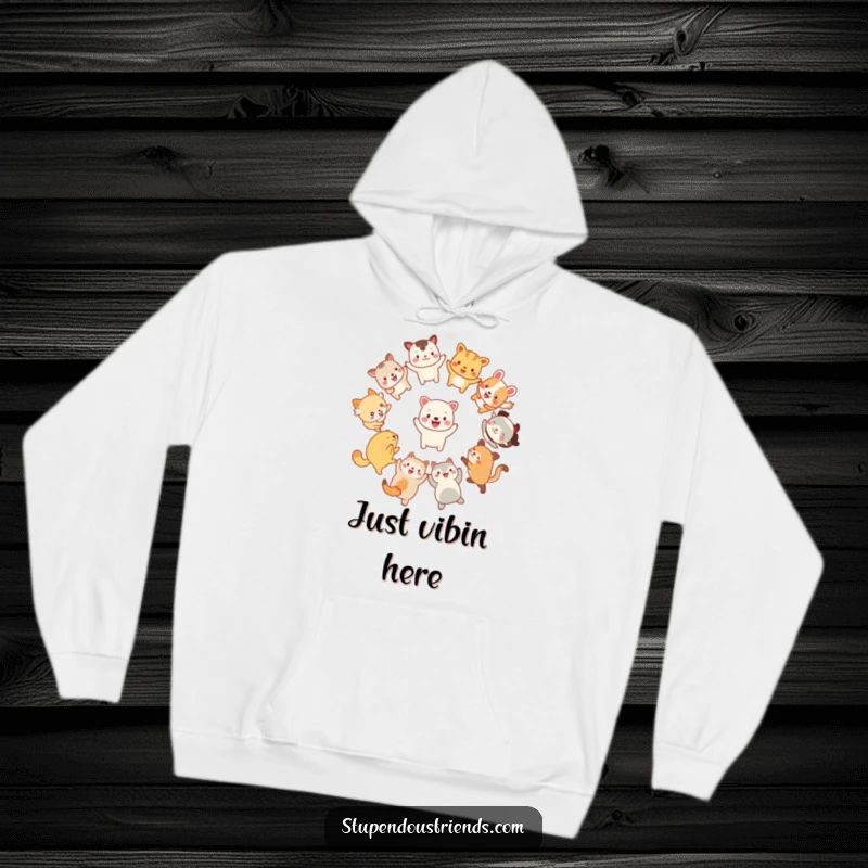 Funny Hoodie: Cute animals in a joyful dancing circle, radiating happiness and fun, a perfect warm and funny gift.