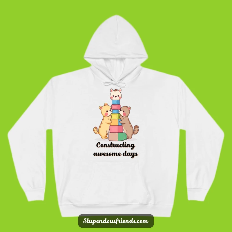 Cozy Funny Animals Building Blocks Hoodie - Stay Warm and Laugh with This Playful Design