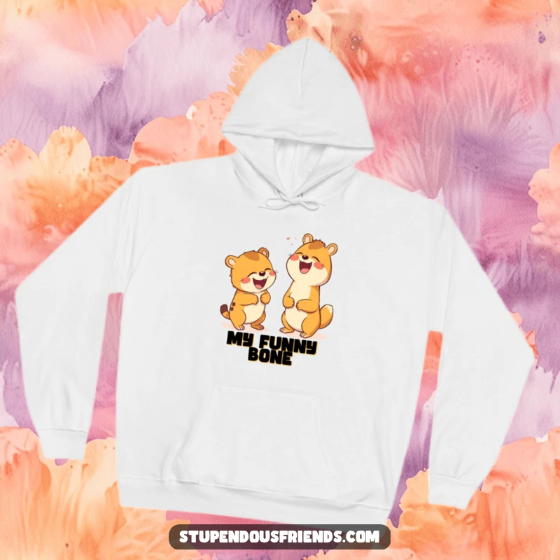 Funny hoodie featuring two animals hysterically laughing together, designed for comfort and spreading infectious joy.