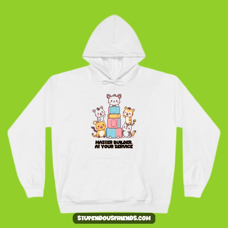 Cozy Funny Animal Block Tower Hoodie: Warmth and Laughter Guaranteed