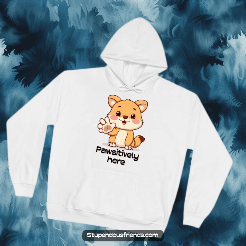 Funny hoodie with a cute animal extending its paw in a warm, funny, and inviting gesture, perfect for cozy and humorous occasions.