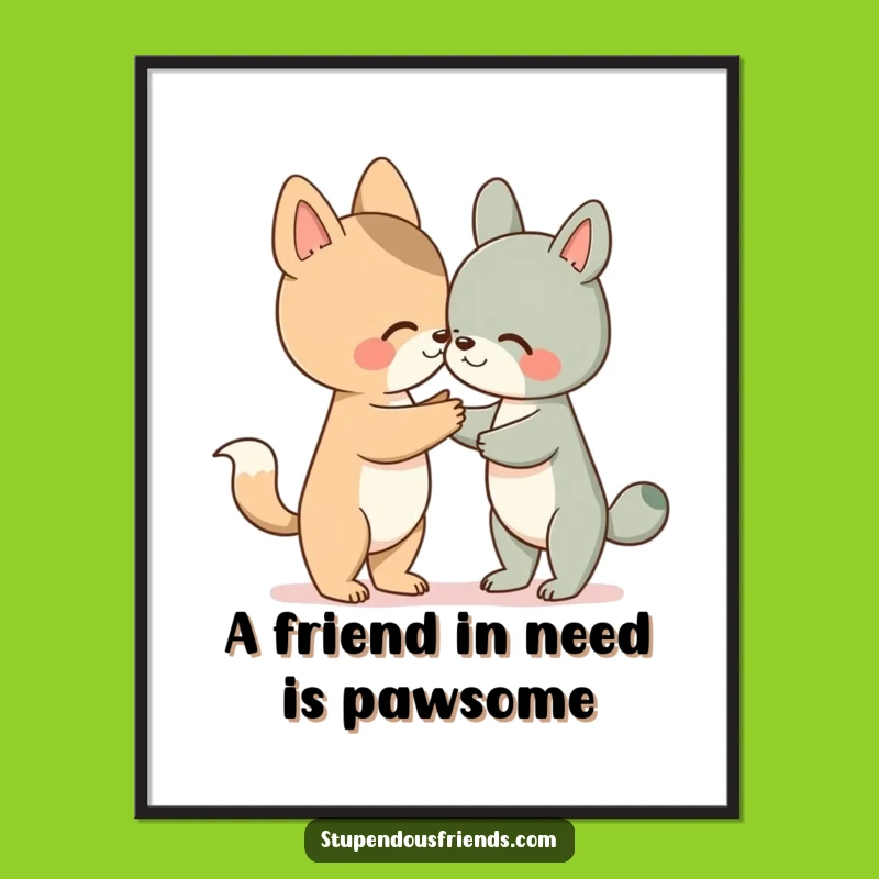 Free Printable Wall Art: Funny Animal Helping Friend - Downloadable Decor