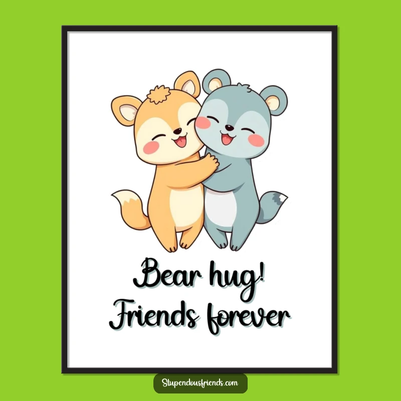 Adorable Hugs Free Printable Wall Art - Cute Animal Friends, Downloadable Decor