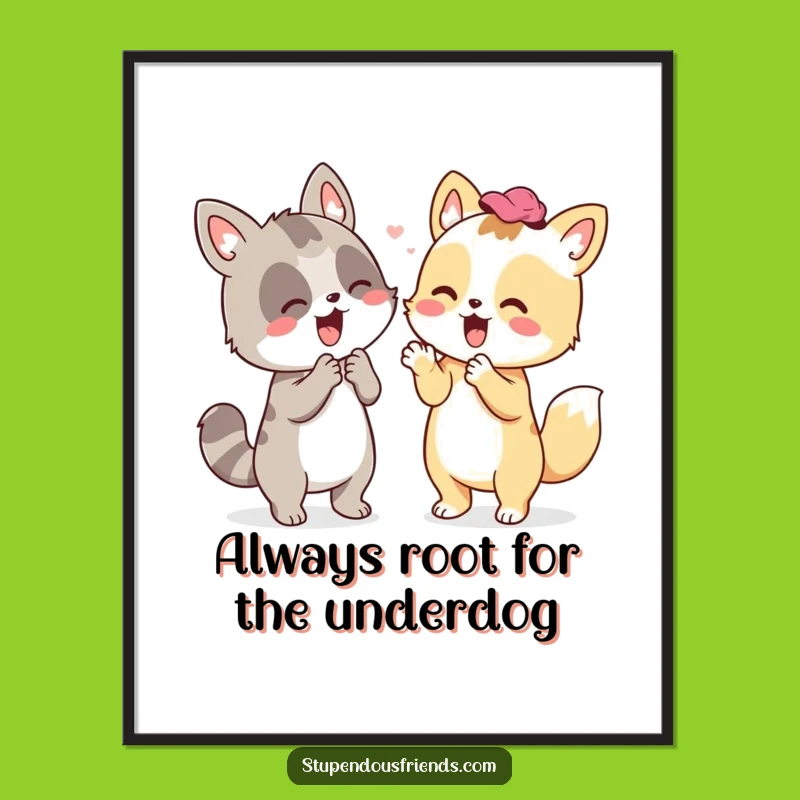 Free Printable Wall Art: Cheerful Animal Cheerleader, Downloadable Motivational Decor