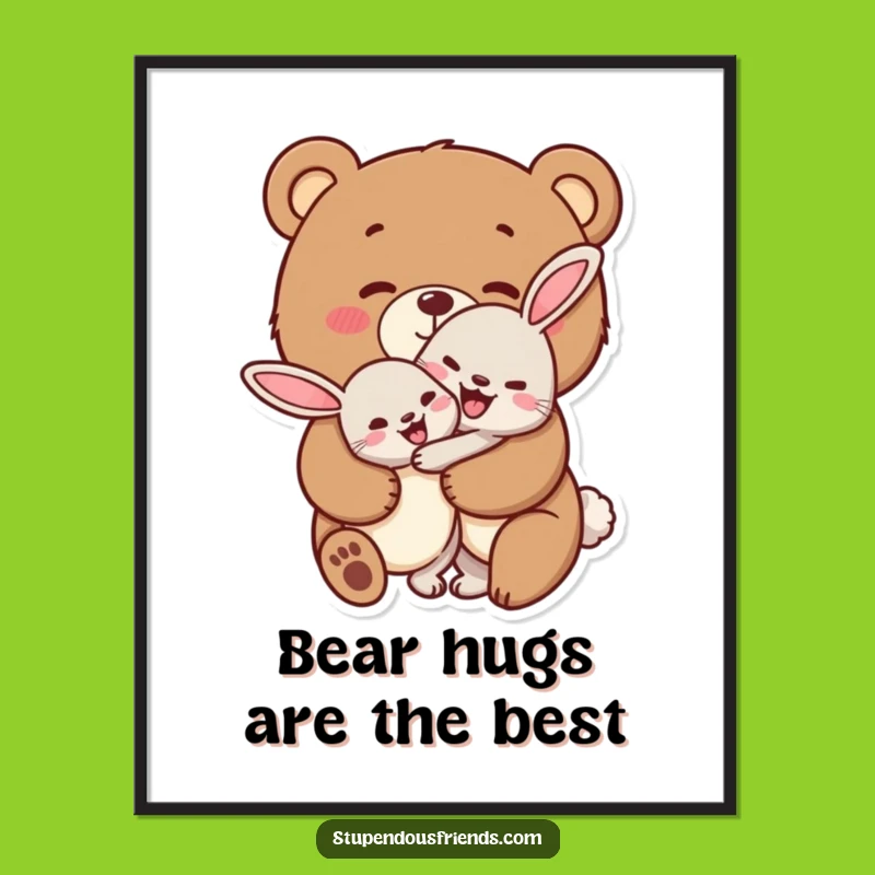 Free Printable Wall Art: Bear Hugs Rabbit Downloadable Art
