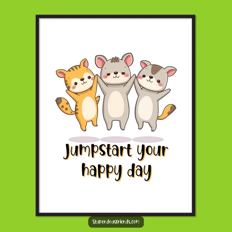 Free Printable Wall Art: Jumping Animals Circle, Fun, Whimsical Digital Download Decor
