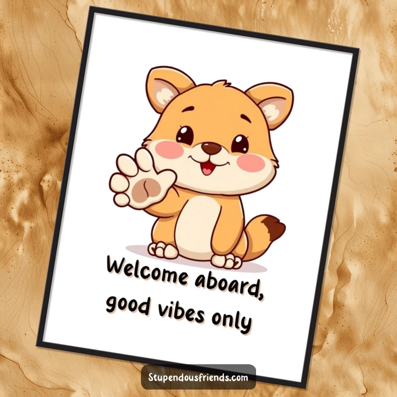 Funny Free Printable Wall Art featuring a cute animal paw extending a welcoming gesture, adding humorous and quirky decor to any room.