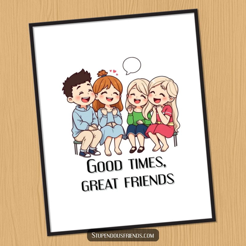 Funny Free Printable Wall Art: A group of friends in fits of laughter, sharing jokes and enjoying each other's company.