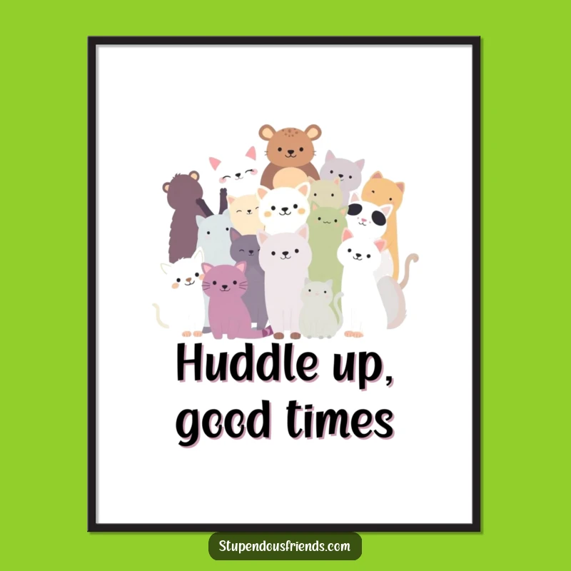 Funny Free Printable Wall Art: Animal Silhouettes in a Cheerful Huddle