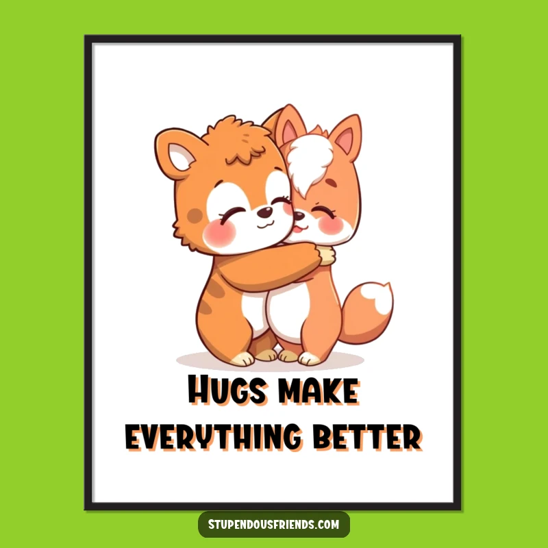 Free Printable Wall Art: Funny comforting hugs - Cozy home decor!