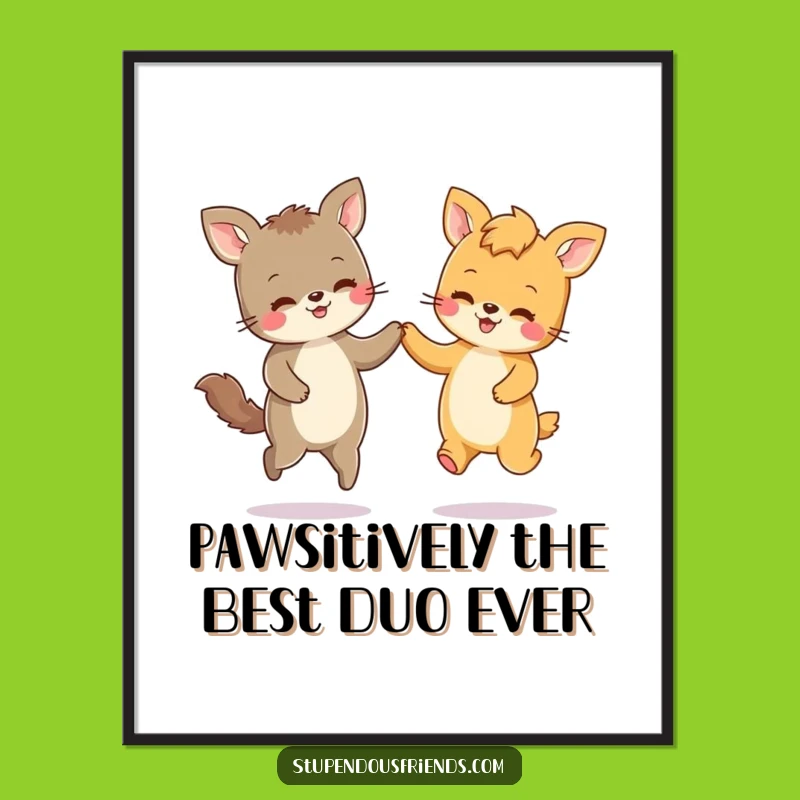 Free Printable Wall Art: Funny Skipping Animals Duo, Joyful Home Decor, Downloadable Art