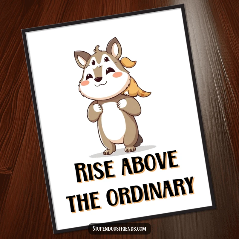Funny Free Printable Wall Art of an animal character lifting a smaller friend up proudly.