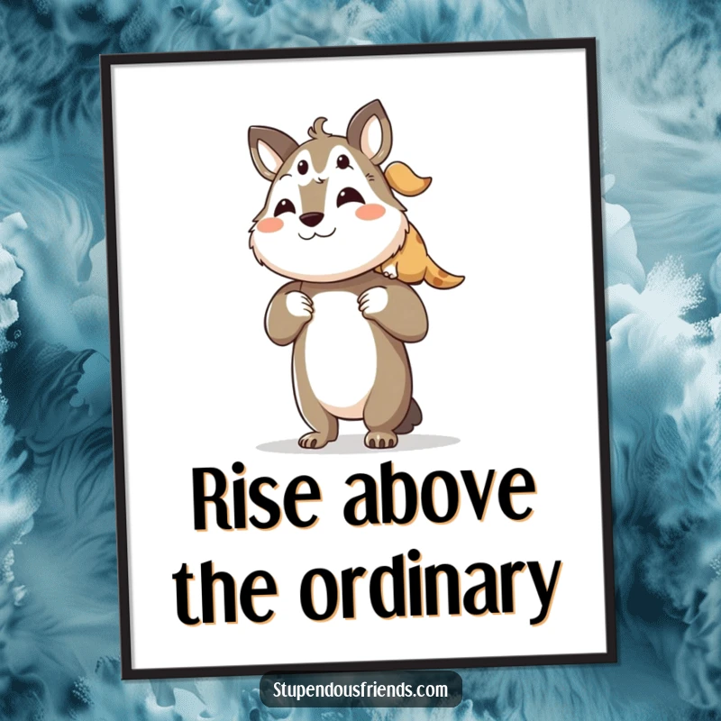 Funny Free Printable Wall Art of an animal character lifting a smaller friend up proudly.