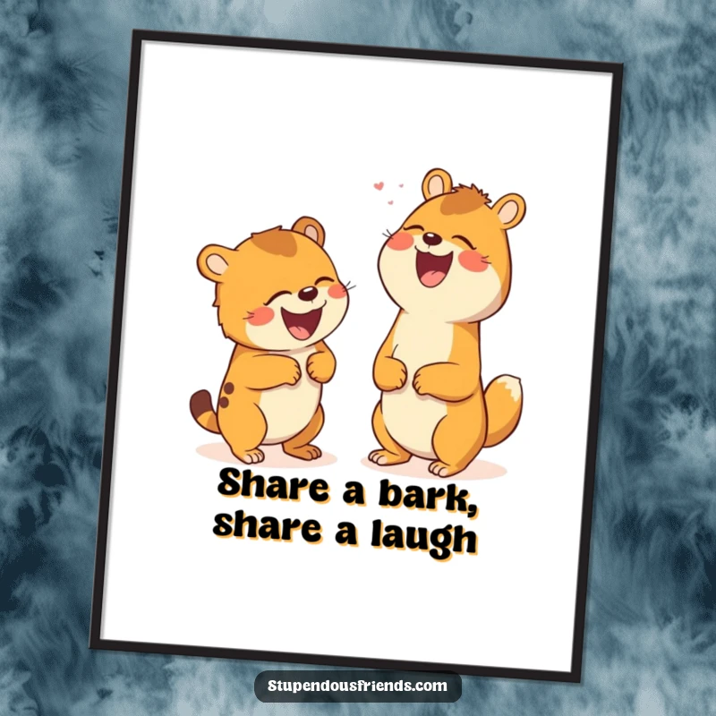 Funny Free Printable Wall Art: Two animals roaring with laughter, eyes crinkled, sharing an inside joke that fills the room with mirth.