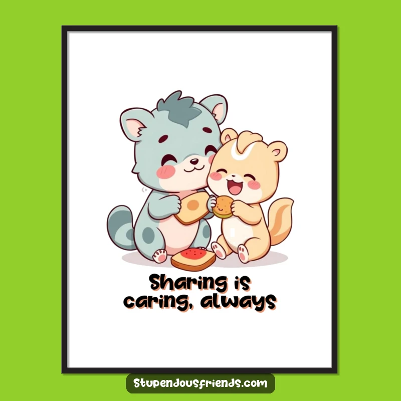Funny Free Printable Wall Art: Sharing Animals Scene, Humorous Downloadable Decor