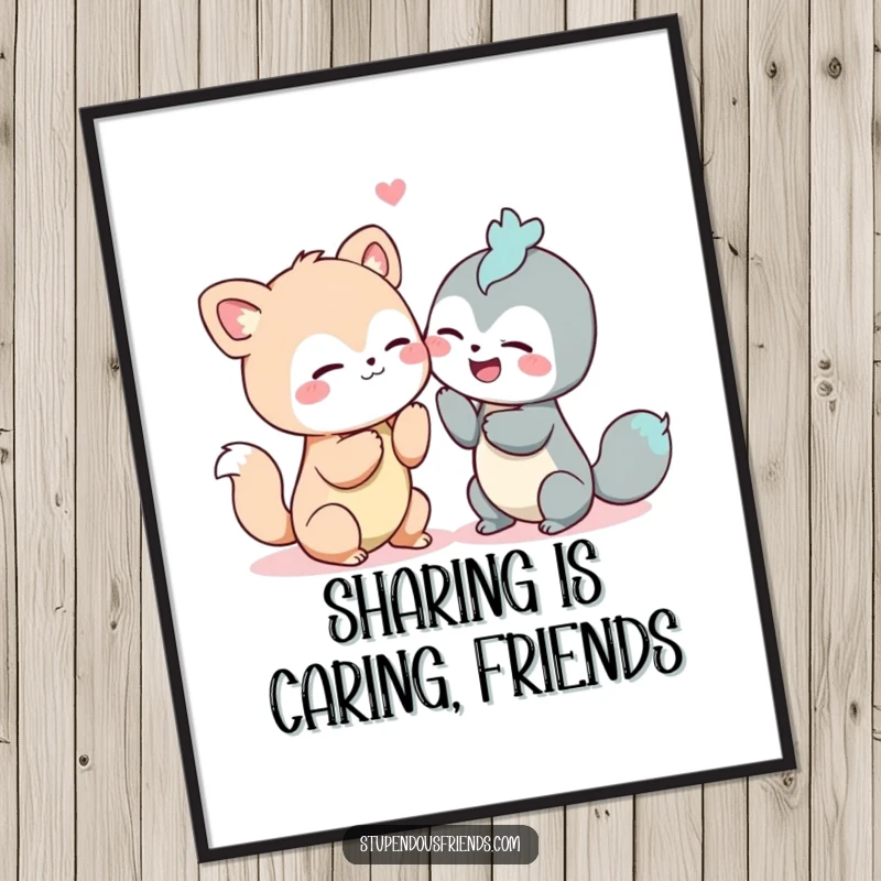 Funny Free Printable Wall Art depicts two animals caught in a moment of whispered secrets and contagious giggles, pure fun.