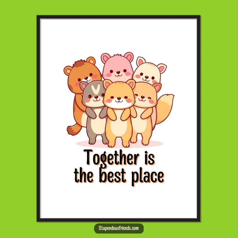 Funny Free Printable Wall Art: Joyful Animal Chain for Whimsical Decor