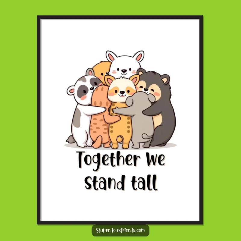 Free Printable Wall Art: Cozy Animals Huddle Downloadable Art