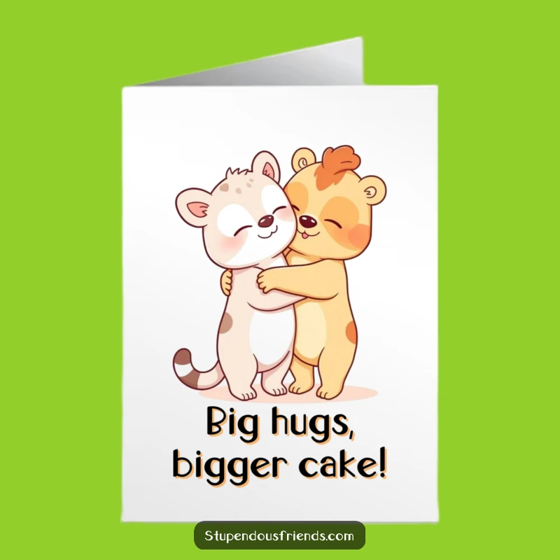 Free Printable Birthday Card: Giant Hug Animal Duo, Hilarious Downloadable Gift