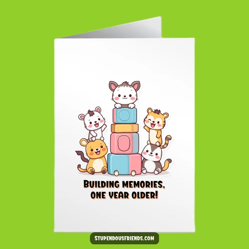 Free Printable Birthday Card: Funny Animal Block Tower - Perfect DIY Downloadable Gift!