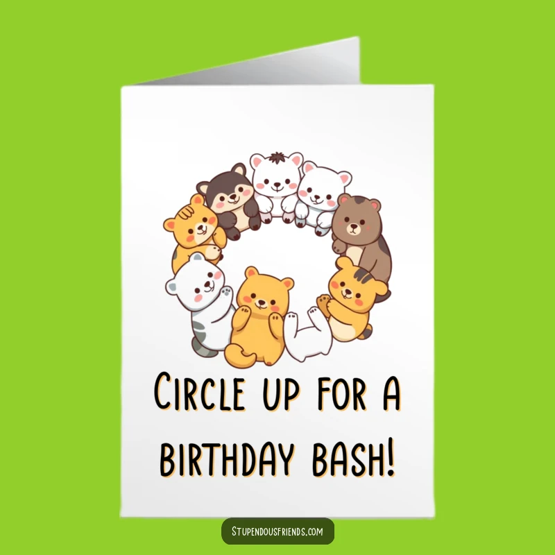 Free Printable Birthday Card: Funny animal squad celebrating - Party time!