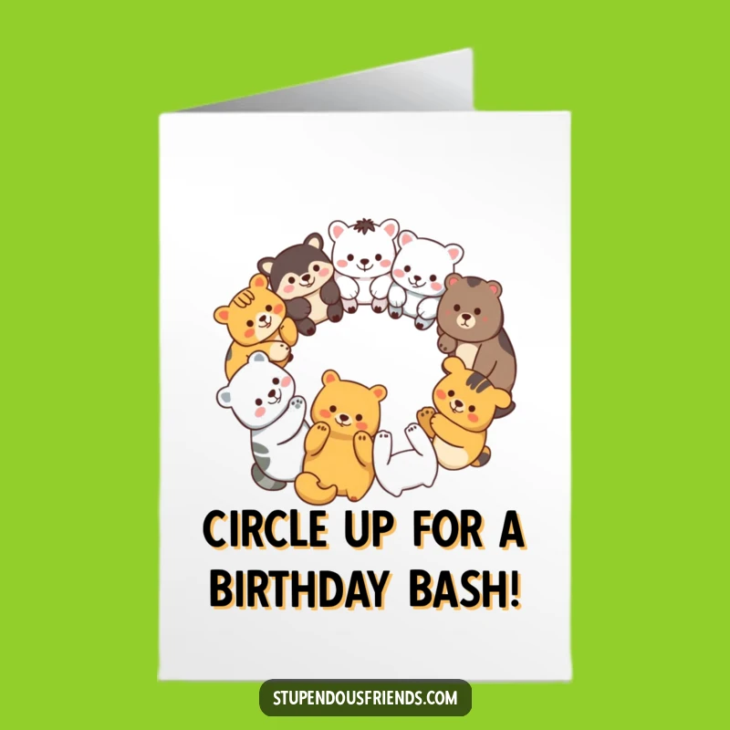 Free Printable Birthday Card: Funny animal squad celebrating - Party time!