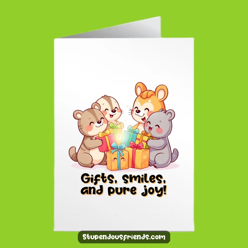 Free Printable Birthday Card: Funny Gift-Giving Animals, Joyful Exchange, Downloadable Gift