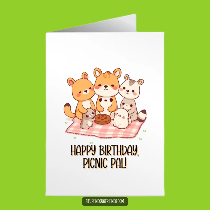 Free Printable Birthday Card: Animals Picnicking, Funny Downloadable Gift