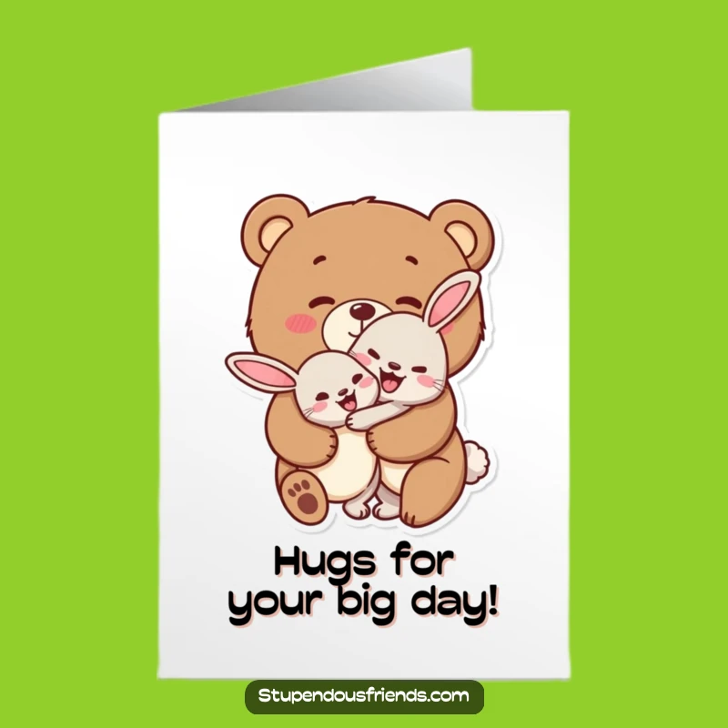 Free Printable Birthday Card: Bear Hugs Rabbit Downloadable Gift