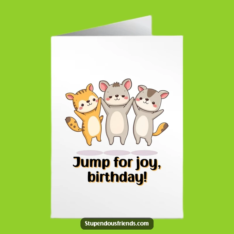 Free Printable Birthday Card: Jumping Animals Circle, Fun, Funny Digital Download Gift