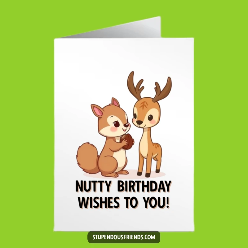 Free Printable Birthday Card: Funny Squirrel & Deer, Downloadable & Print at Home