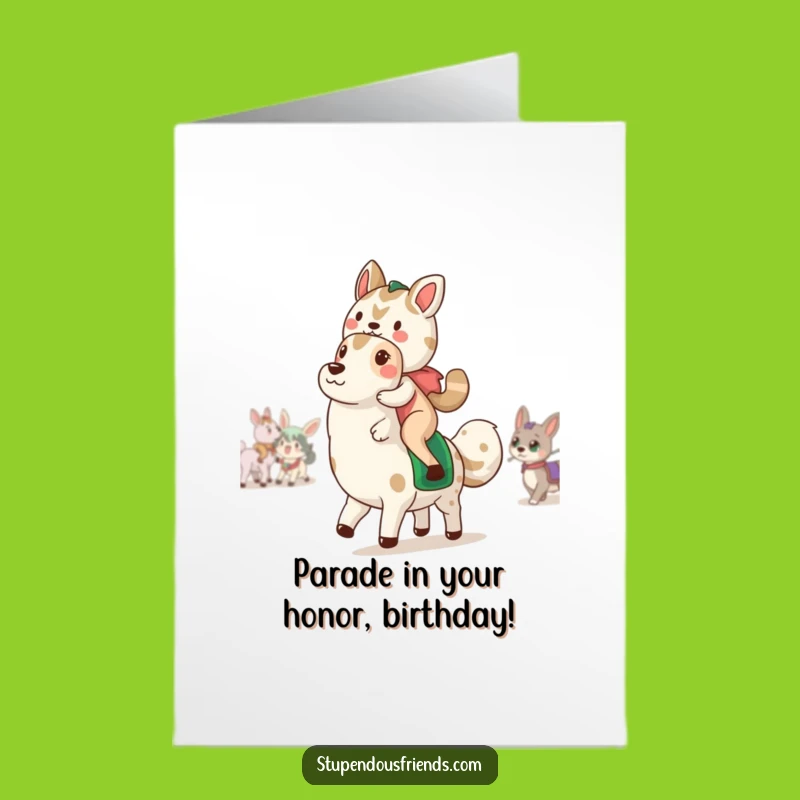 Free Printable Birthday Card: Hilarious Animal Parade Design for a Funny Downloadable Gift